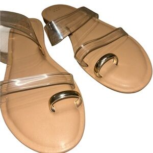 a new day Clear Strap Sandals | Nude + Gold Hardware | Size 9